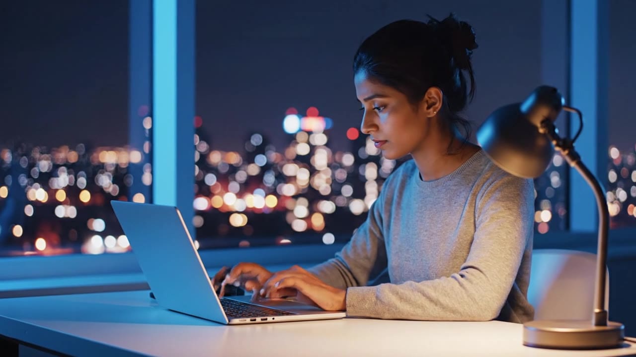 Veo 3.1 Fast late-night desk draft