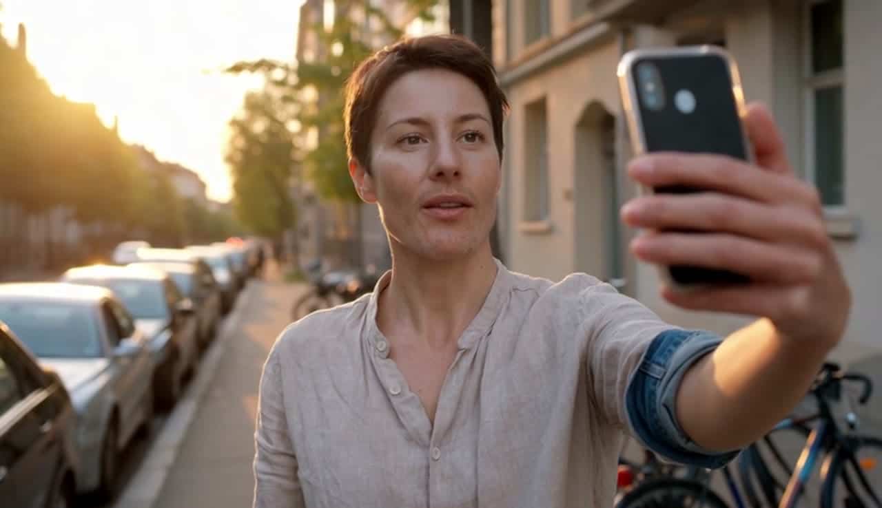 Wan 2.5 Text & Image to Video AI video example: Ultra-realistic handheld selfie shot, filmed on a modern smartphone. A 30-year-old person...
