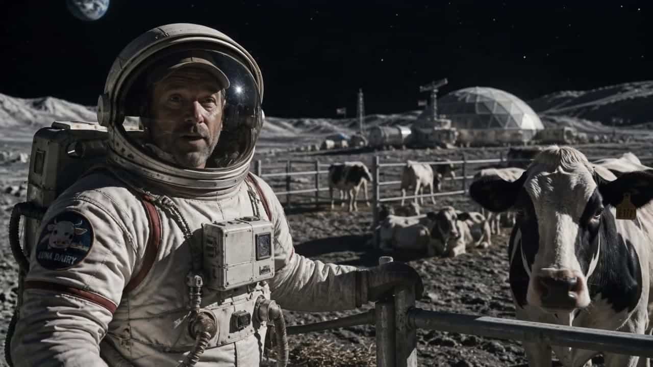 LTX 2.3 Pro AI video example: Use the provided image as the exact first frame and preserve the original composition, framing, astronaut p...